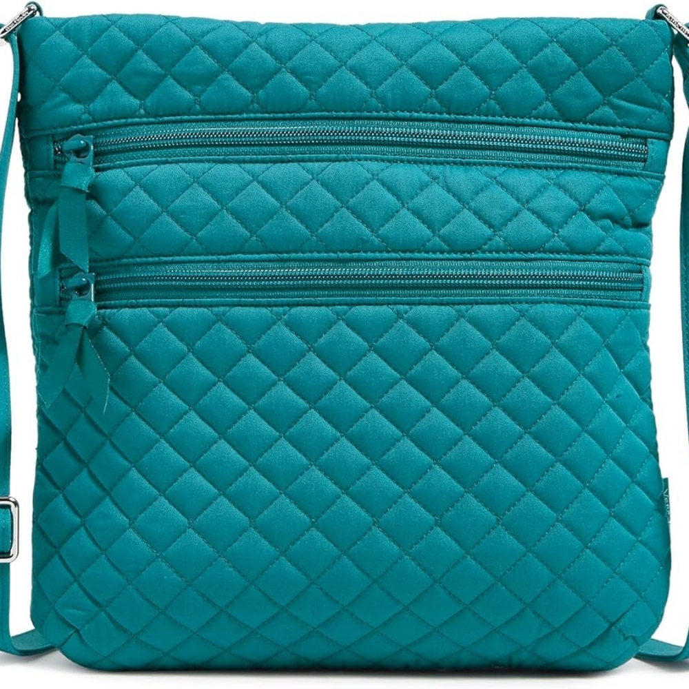 Vera Bradley Triple Zip Hipster Quilted Crossbody Bag - Teal/"Forever Green"